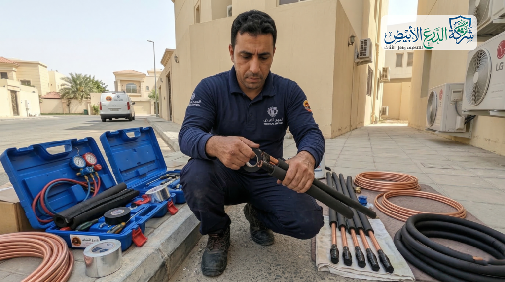 تغليف وحماية أجزاء المكيف أثناء الفك وقبل إعادة تركيب مكيفات في الموقع الجديد